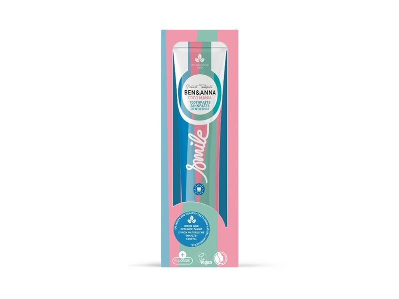 Ben & Anna Zahnpasta Coco Mania Fluoride 75 ml Natürliche, vegane Zahnpasta mit Kokosnussgeschmack