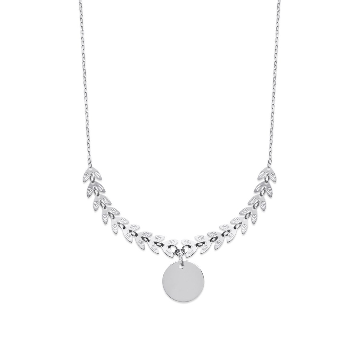 Collier Brillaxis feuillages argent rhodié