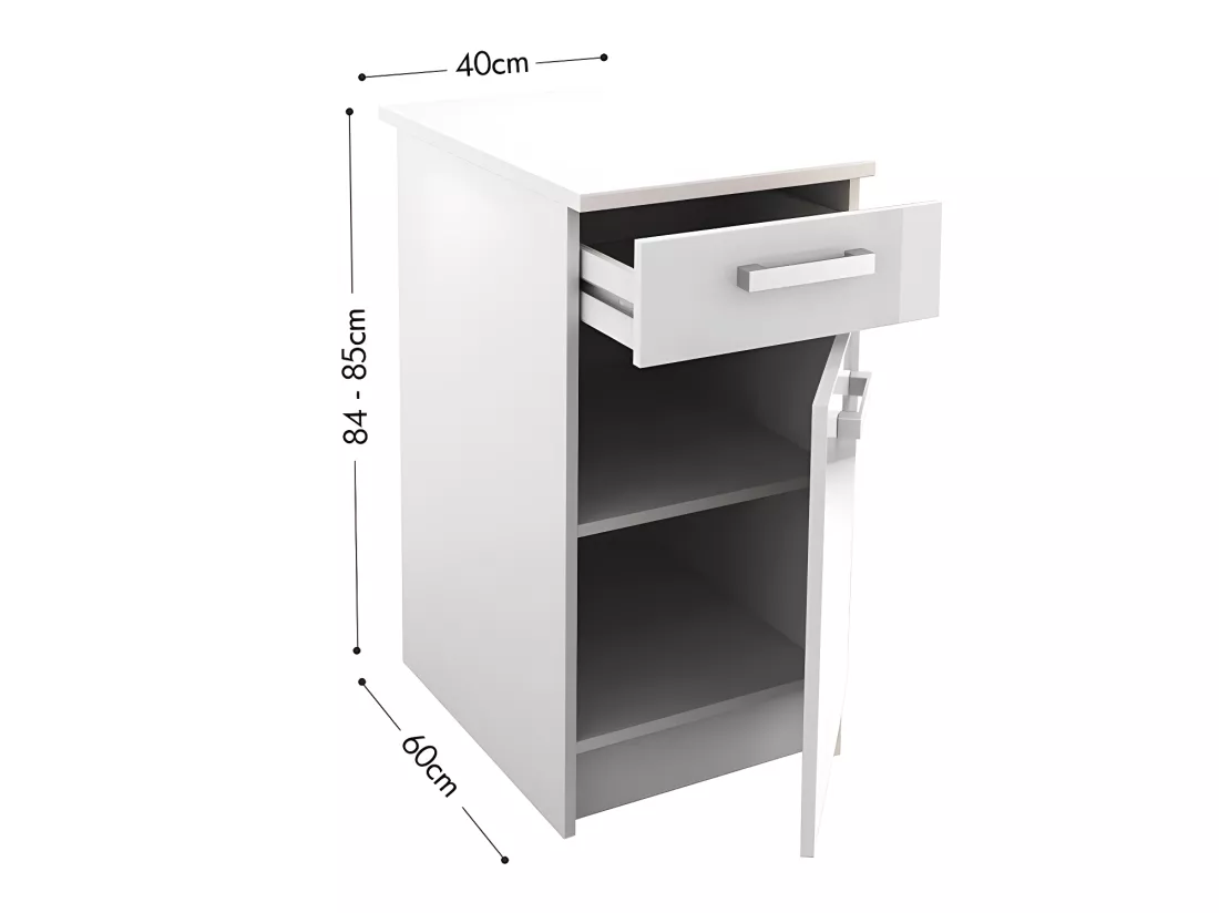 Cuisine complète - Avec plan de travail 180 cm - Blanc brillant - TRATTORIA