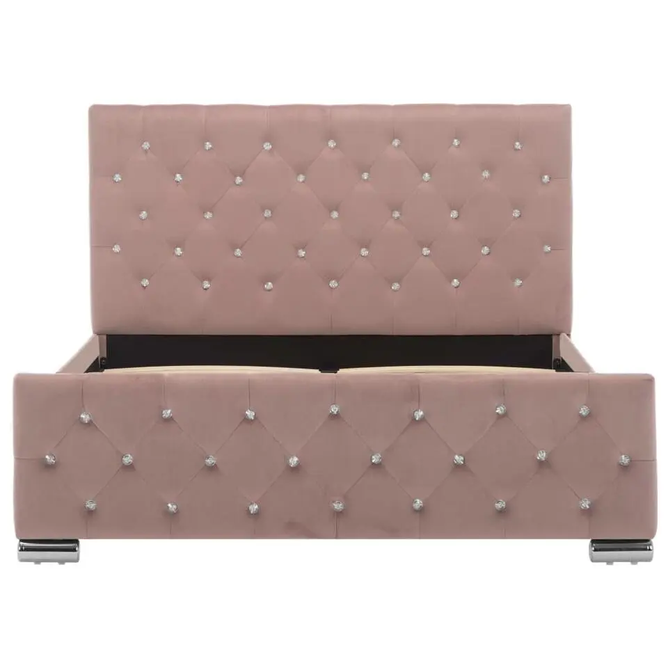 vidaXL - Bed frame met hoofdeinde - Roze - Fluweel - 120x200 cm
