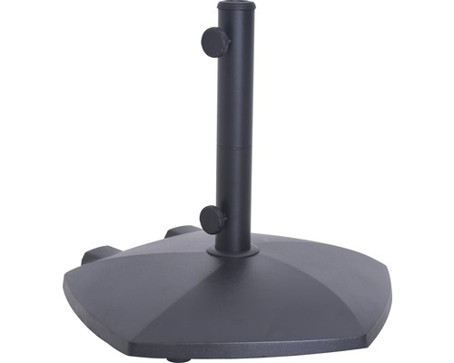 Parasolstandaard van beton 55x55 cm, zwart, geschikt voor parasols met een stokdiameter van 35mm/38mm/48mm, inclusief 3 adapters.