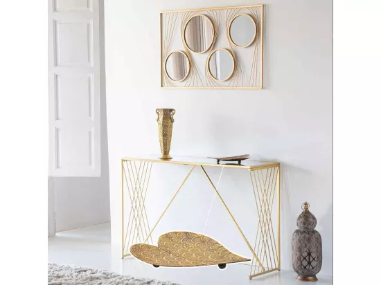 Centre de table en métal doré 32x29.5x4h