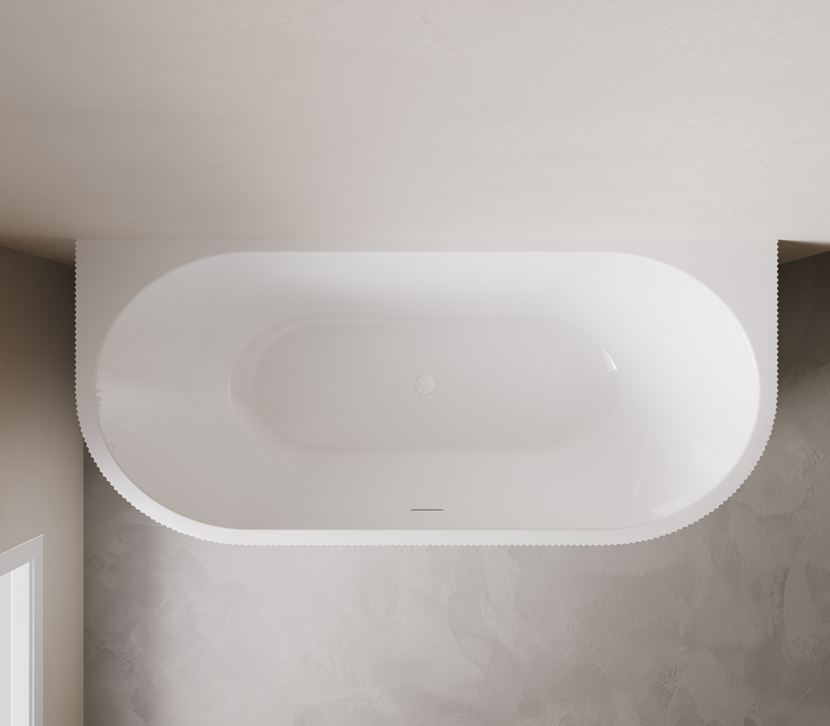 Mueller Almar half vrijstaand ligbad ribbel 170x80cm glans wit midden