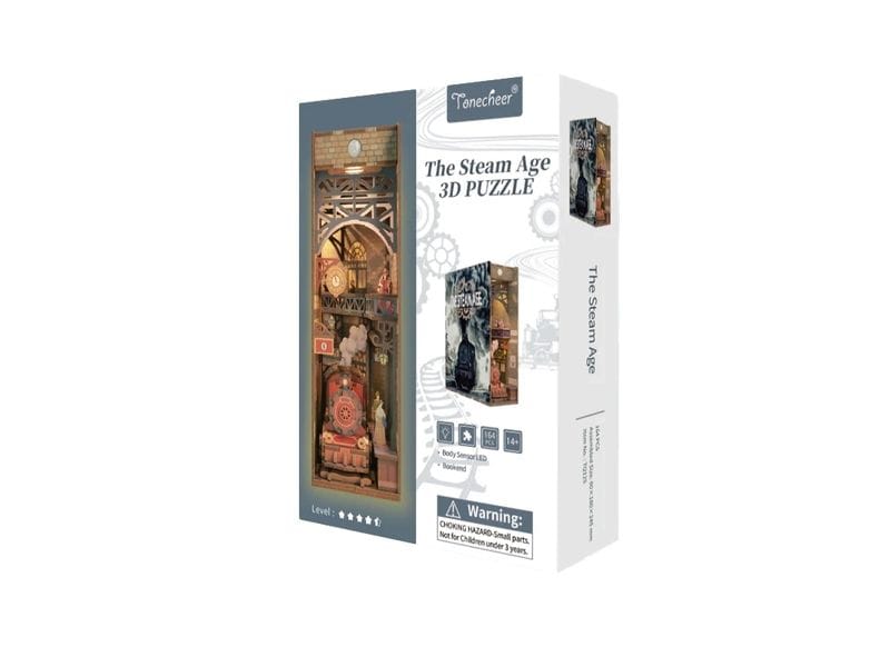 Tonecheer Bausatz Book Nook The Steam Age 3D-Modell aus lasergeschnittenen Holzteilen