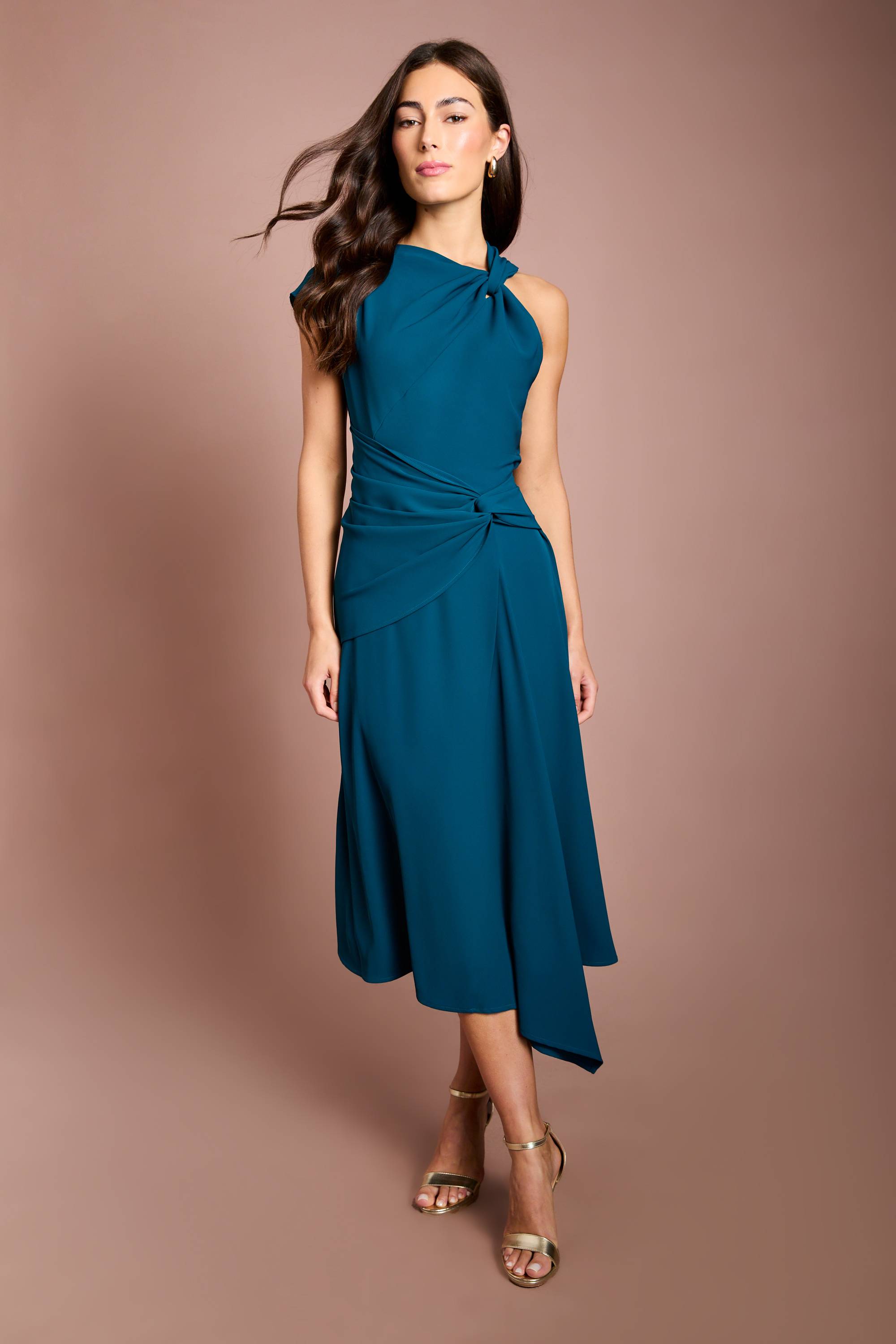 Coast Robe Midi Asymétrique À Une Épaule Avec Drapé À La Taille