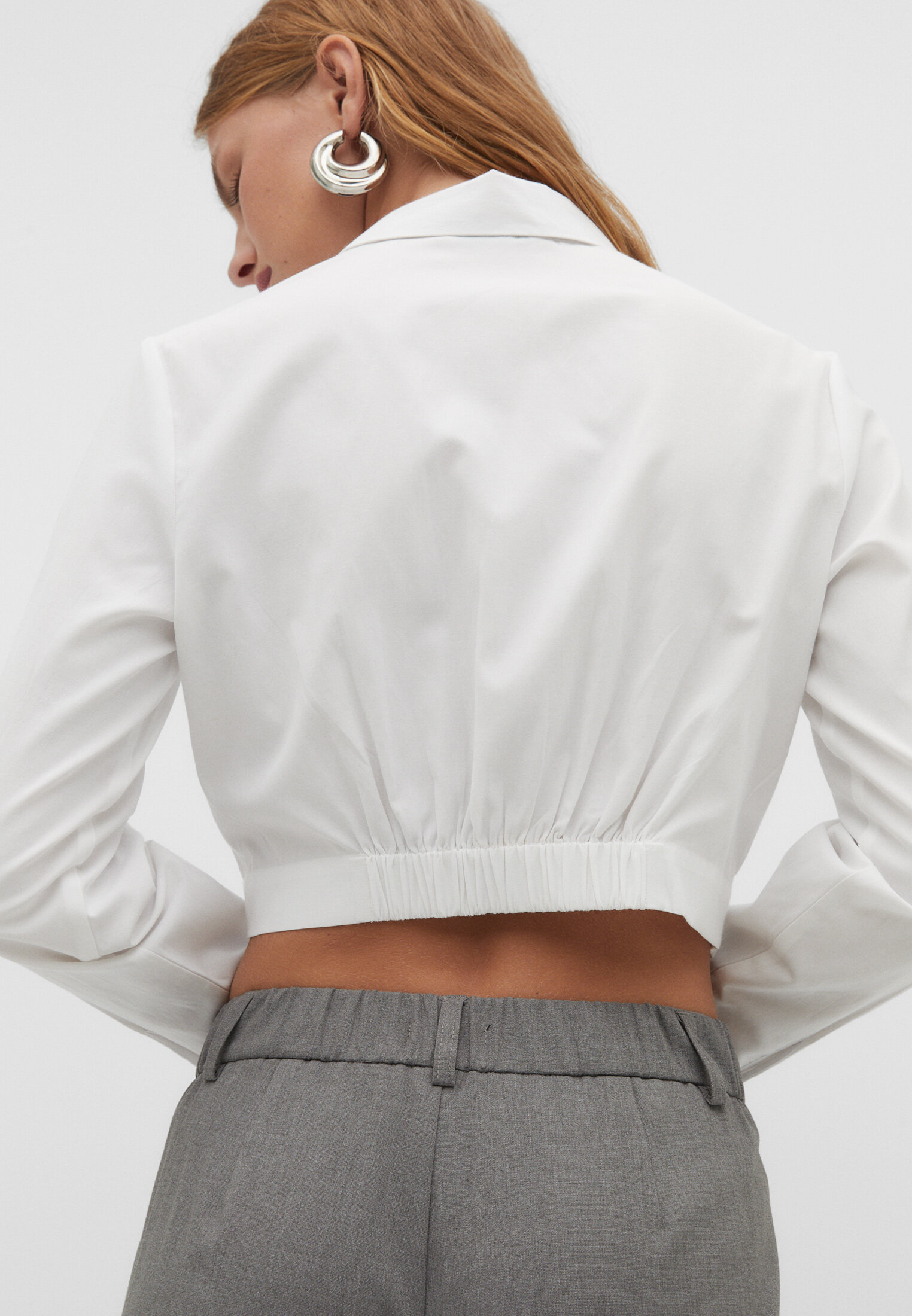 Camisa curta de popeline