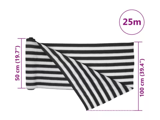 Filet brise-vue anthracite et blanc 1x25 m PEHD 75 g/m²