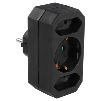Verloopstekker 2x Euro + 1x RA Zwart