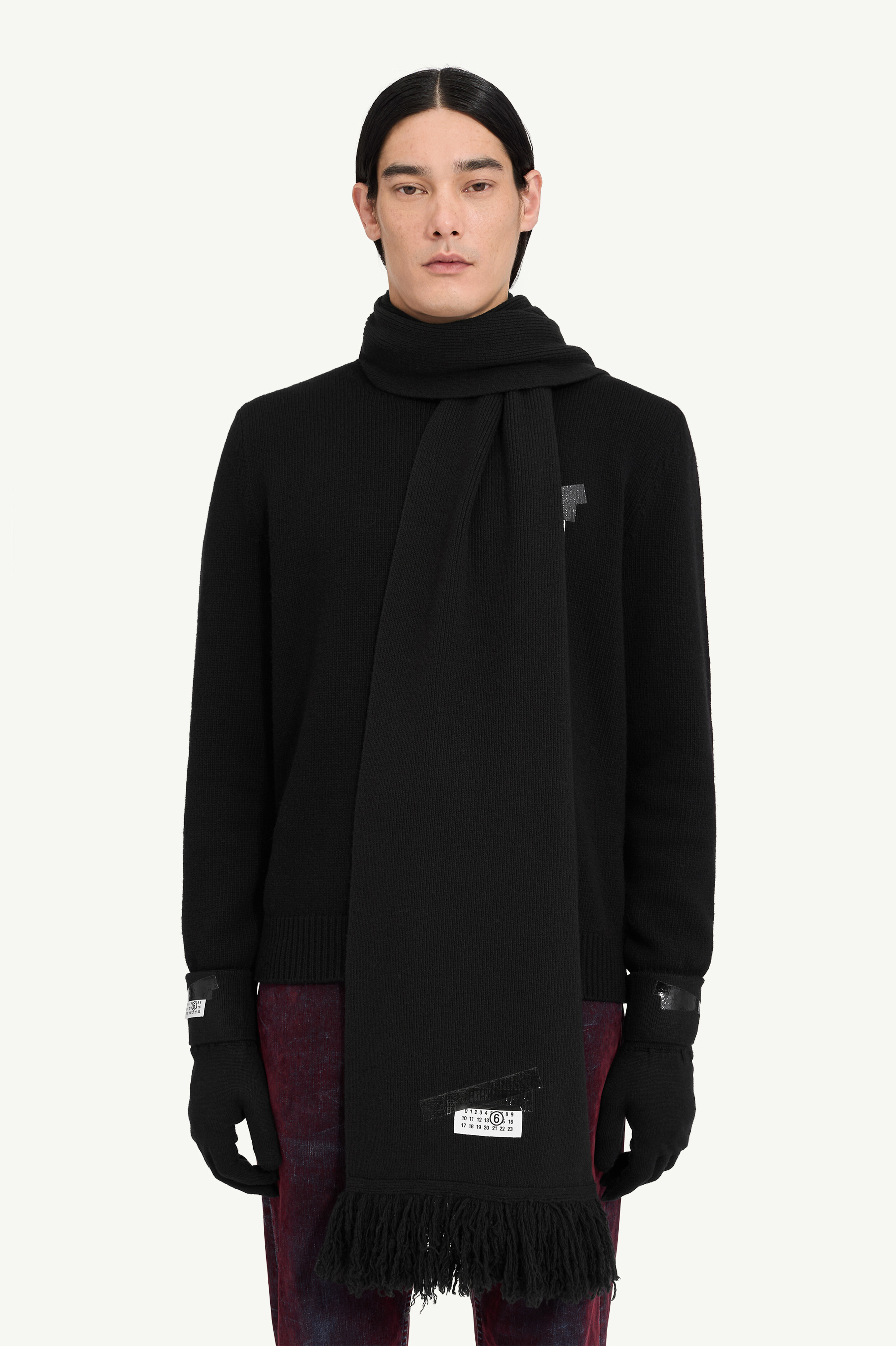 Écharpe en laine à étiquette bande adhésive pour homme | MM6
