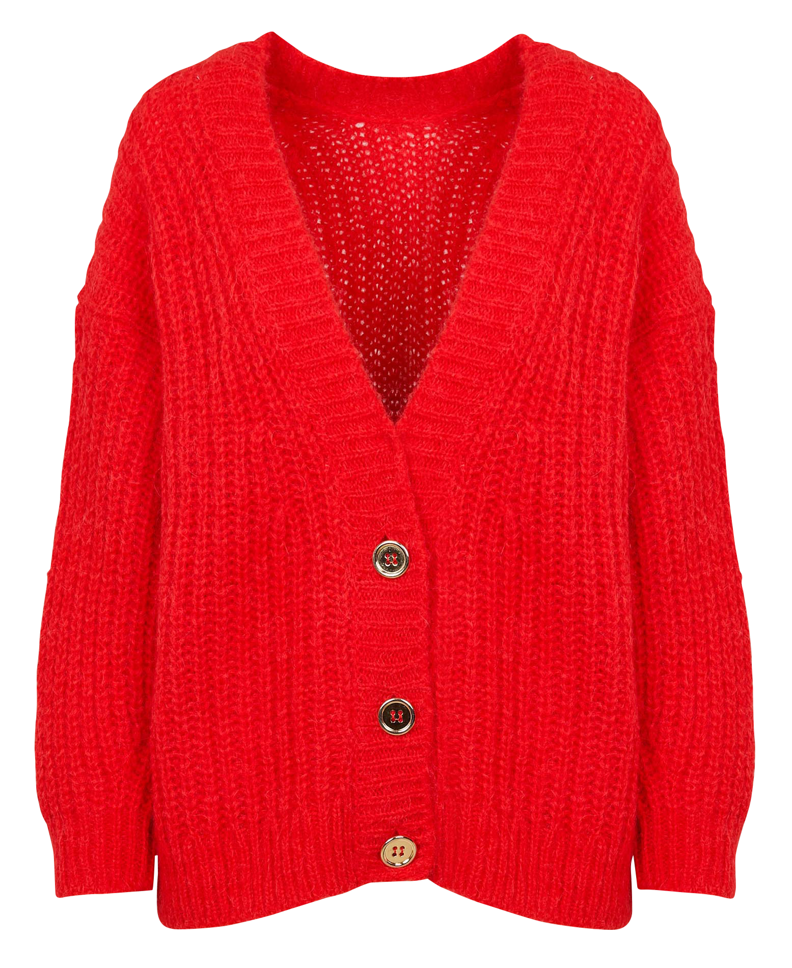 BABA - Cardigan col v en laine mélangée| Rouge