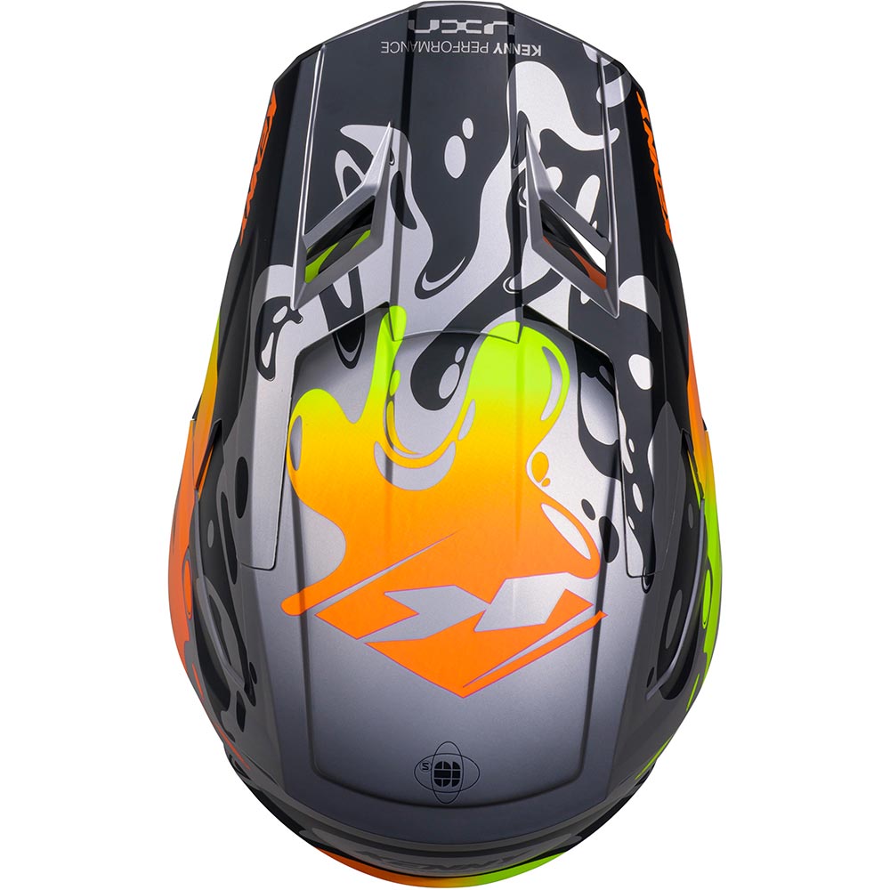 Kenny - Casque Performance Graphic Fluid Gris / Jaune fluo / Orange / Noir