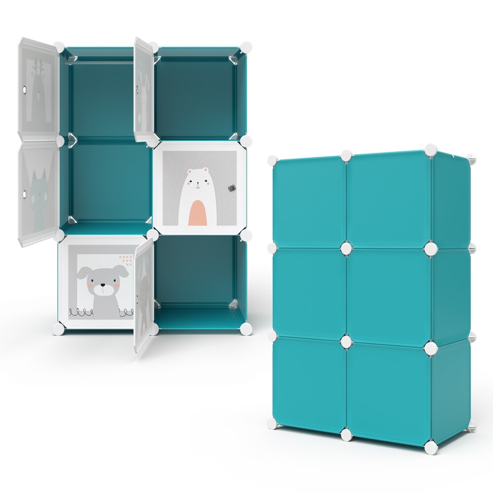 Vicco Kleiderschrank Andy Kinder blau modular 6 Fächer Kleiderstange Steckregal
