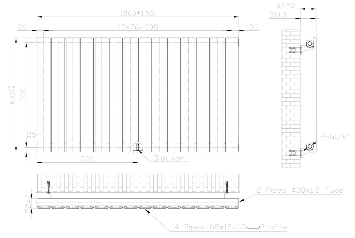 Eastbrook Warrington paneelradiator type 10 105x60cm 927W antraciet