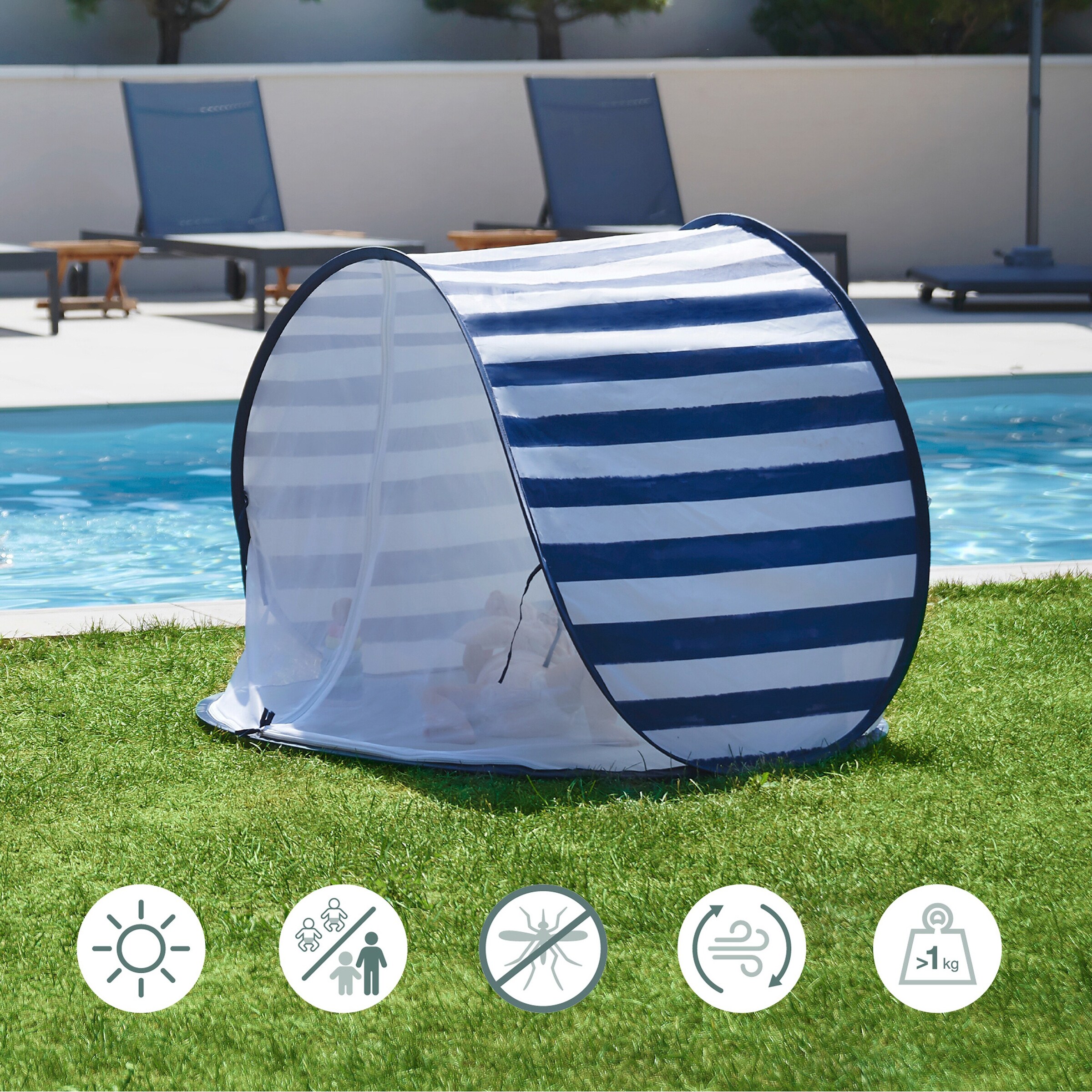 Babymoov Strandmuschel Marinière mit UV-Schutz 50+