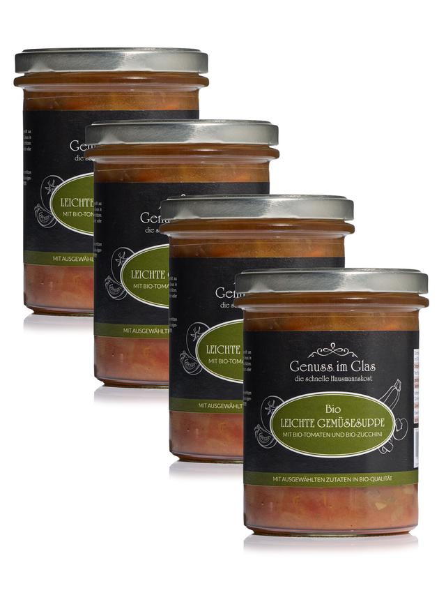 Bio Leichte Gemüsesuppe mit Bio-Tomaten und Bio-Zucchini, 4er-Set