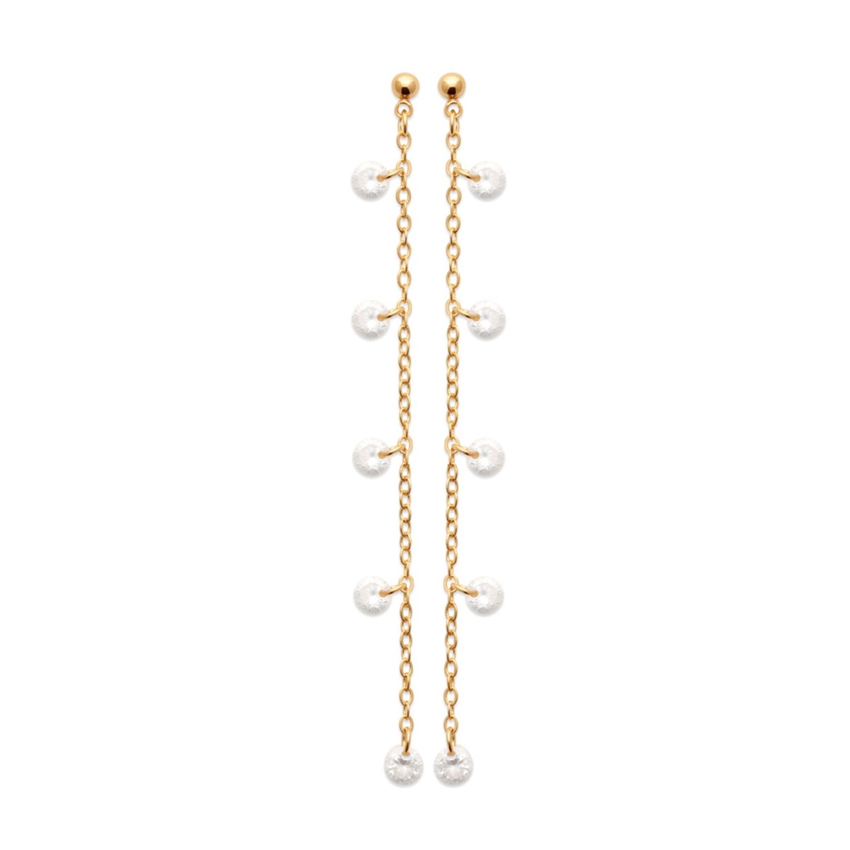 Boucles d'oreilles pampilles oxydes de zirconium pendants Plaqué or 750 3 microns