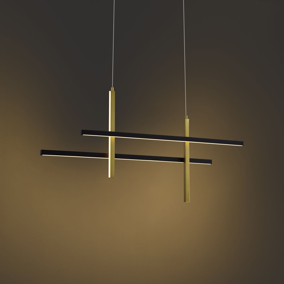 Design hanglamp H zwart met goud incl. LED 3-staps dimbaar- Joy