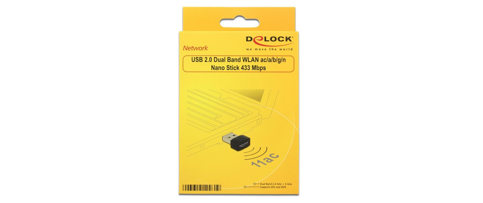 WLAN-AC USB-Stick NanoUSB 2.0 Dualband WLAN ac/a/b/g/n Nano Stick 433 Mbps