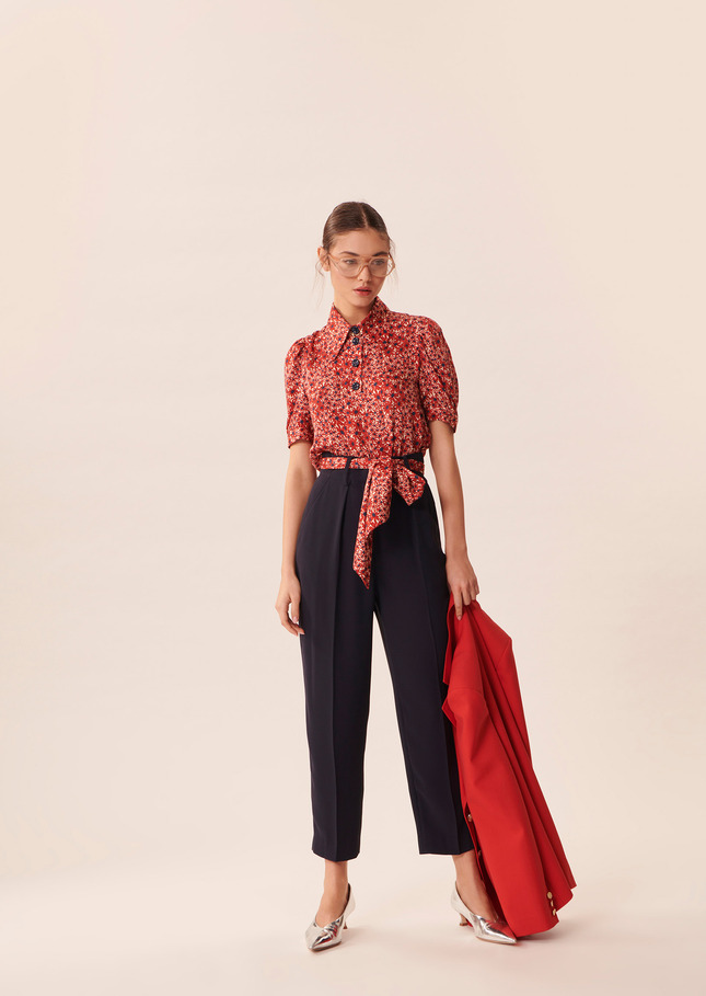Pantalon Pagableu nuit en crêpe