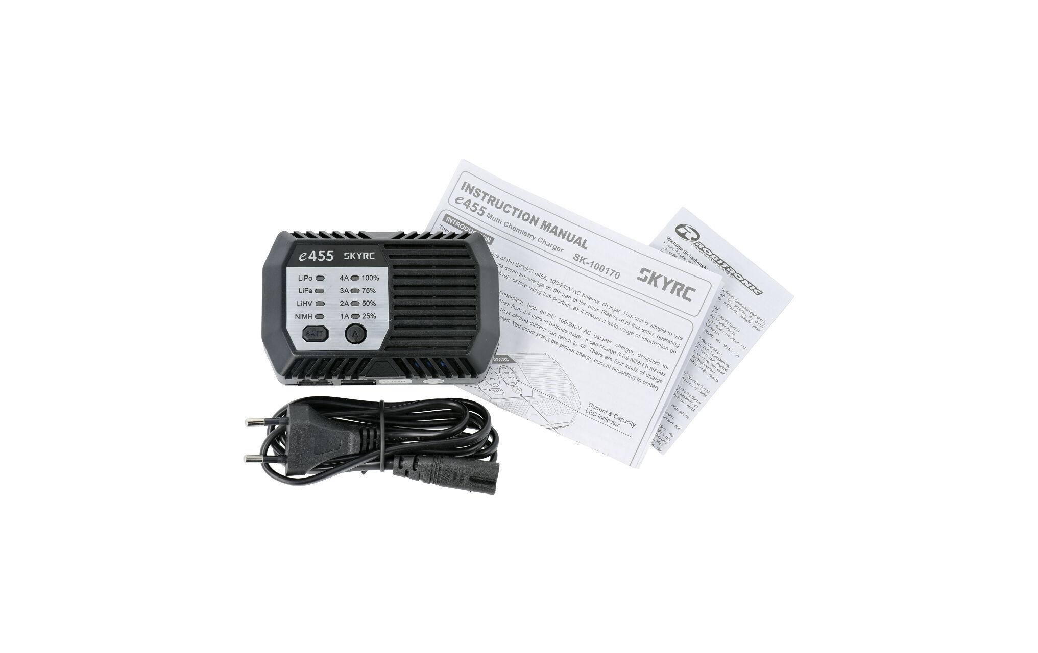 Ladegerät e455 AC NiMH 6-8 / LiPo 2-4S, 50WKompaktes Modellbau Ladegerät