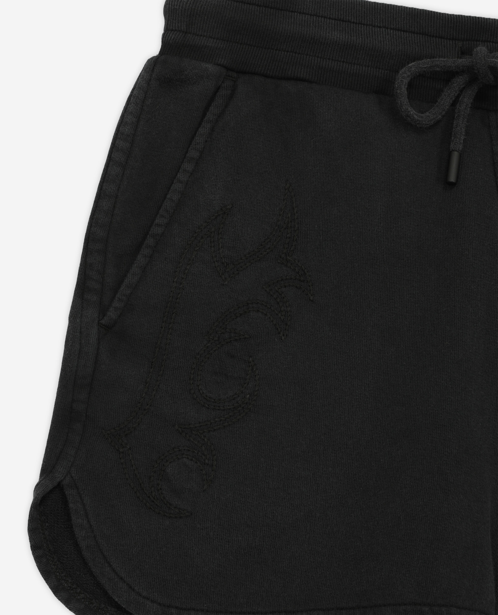Short noir molletonné avec broderies Western