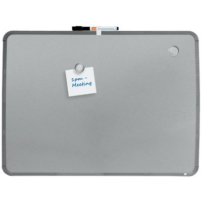 Nobo - Tableau blanc Slimline en acier laqué - 58 x 43 cm - magnétique - cadre gris