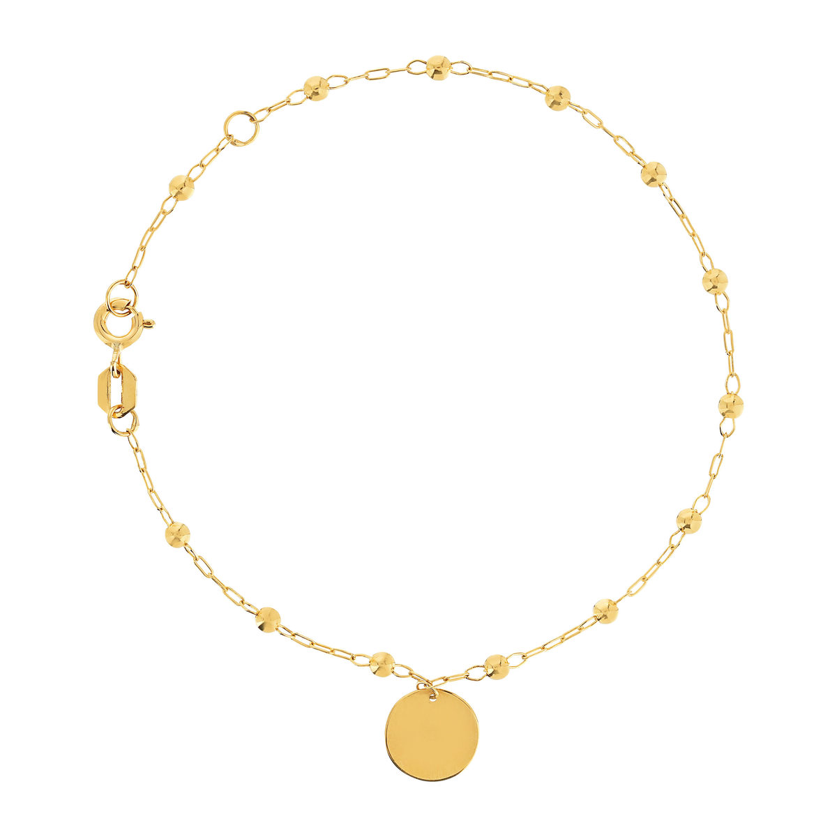 Bracelet or 375 jaune maille pampille médaille 19 cm