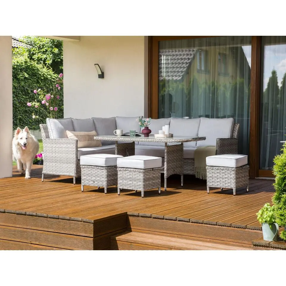 LACONA - Loungeset 9-zits - Grijs - Kunstrotan