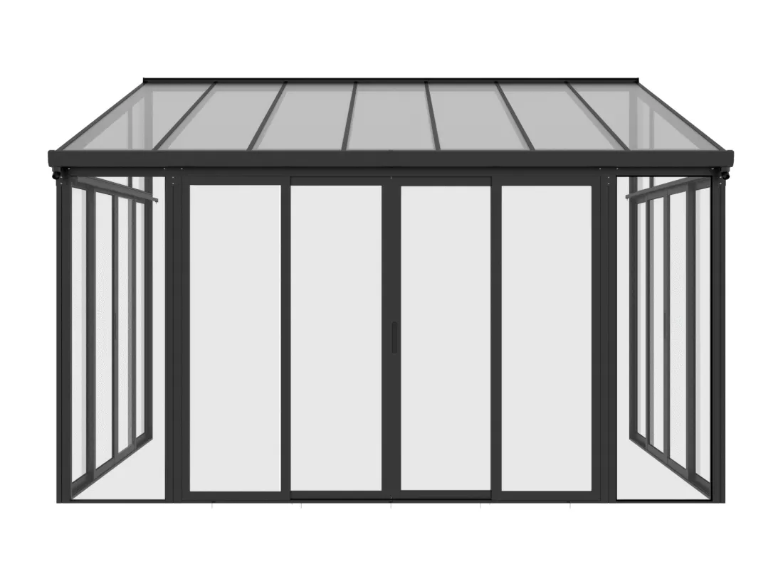 Véranda en aluminium et polycarbonate avec protection UV - 12 m² - anthracite - MATHILDA