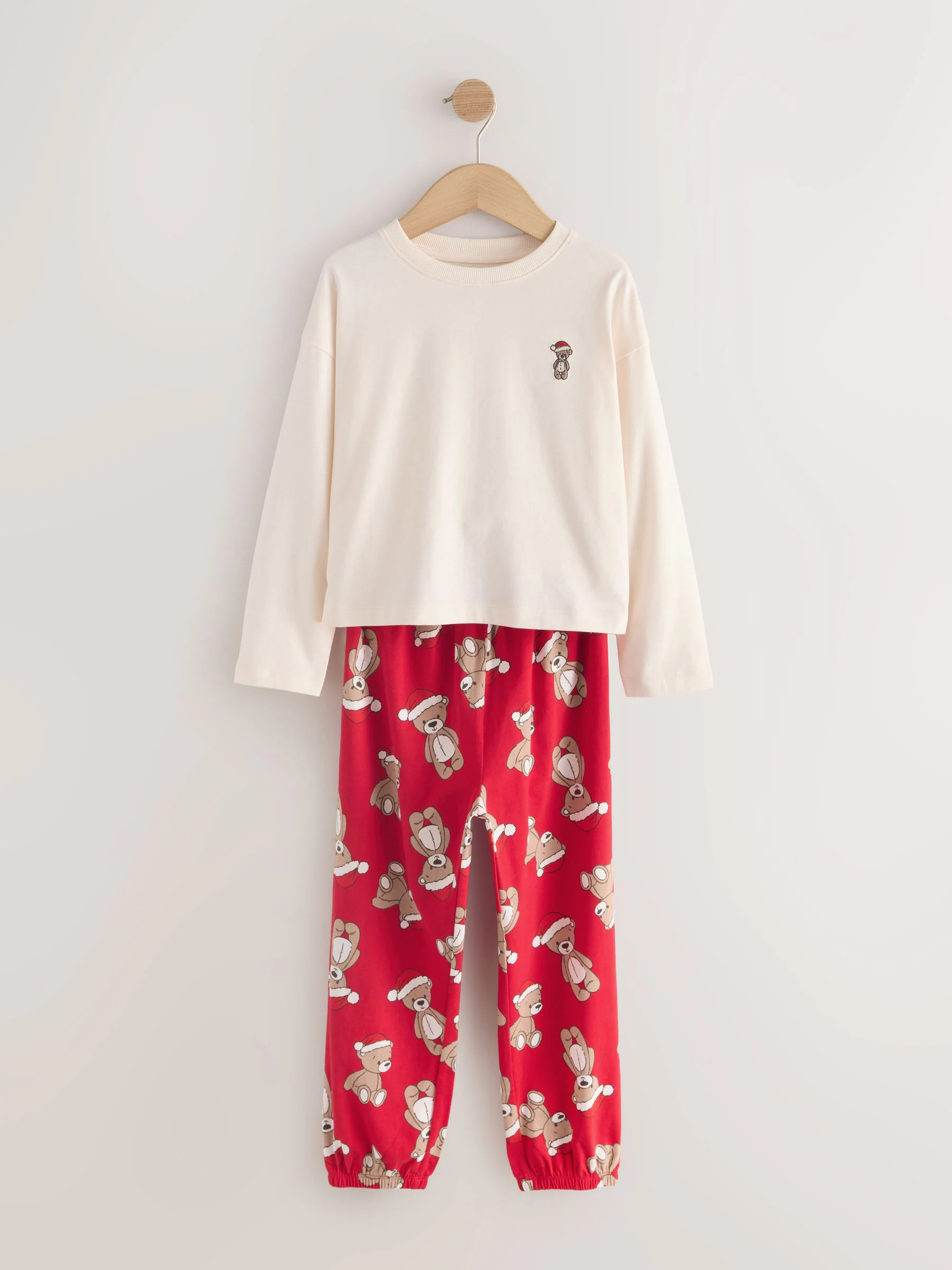 Crème/rode beer - Kerstjoggingpyjama (9mnd-16jr)