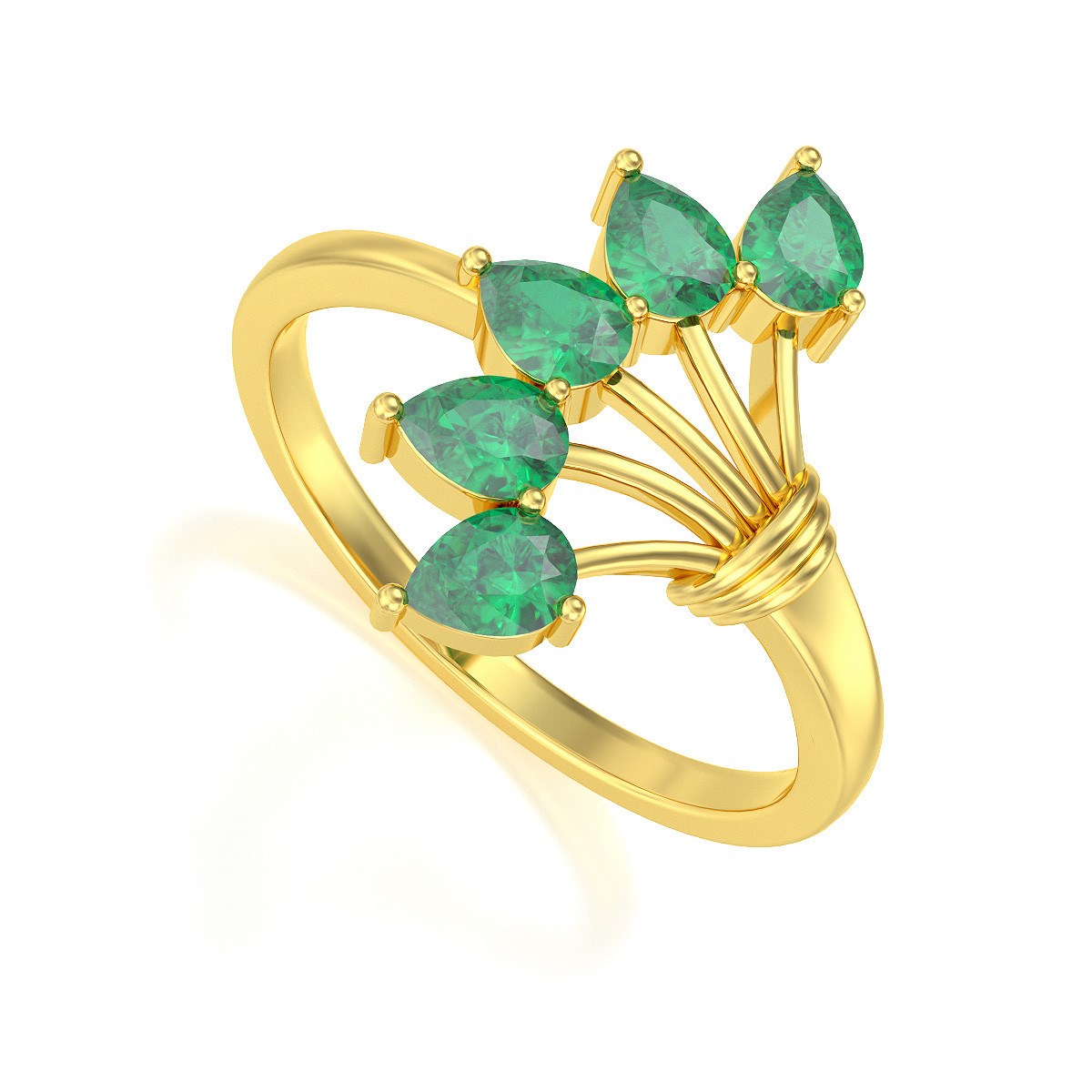 Bague ADEN Or 585 Jaune Emeraude 2.65grs