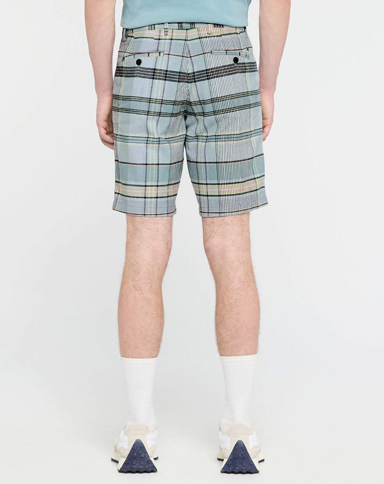 Tommy Hilfiger Bermuda en Lin mélangé Harlem Madras à carreaux bleu/gris/vert