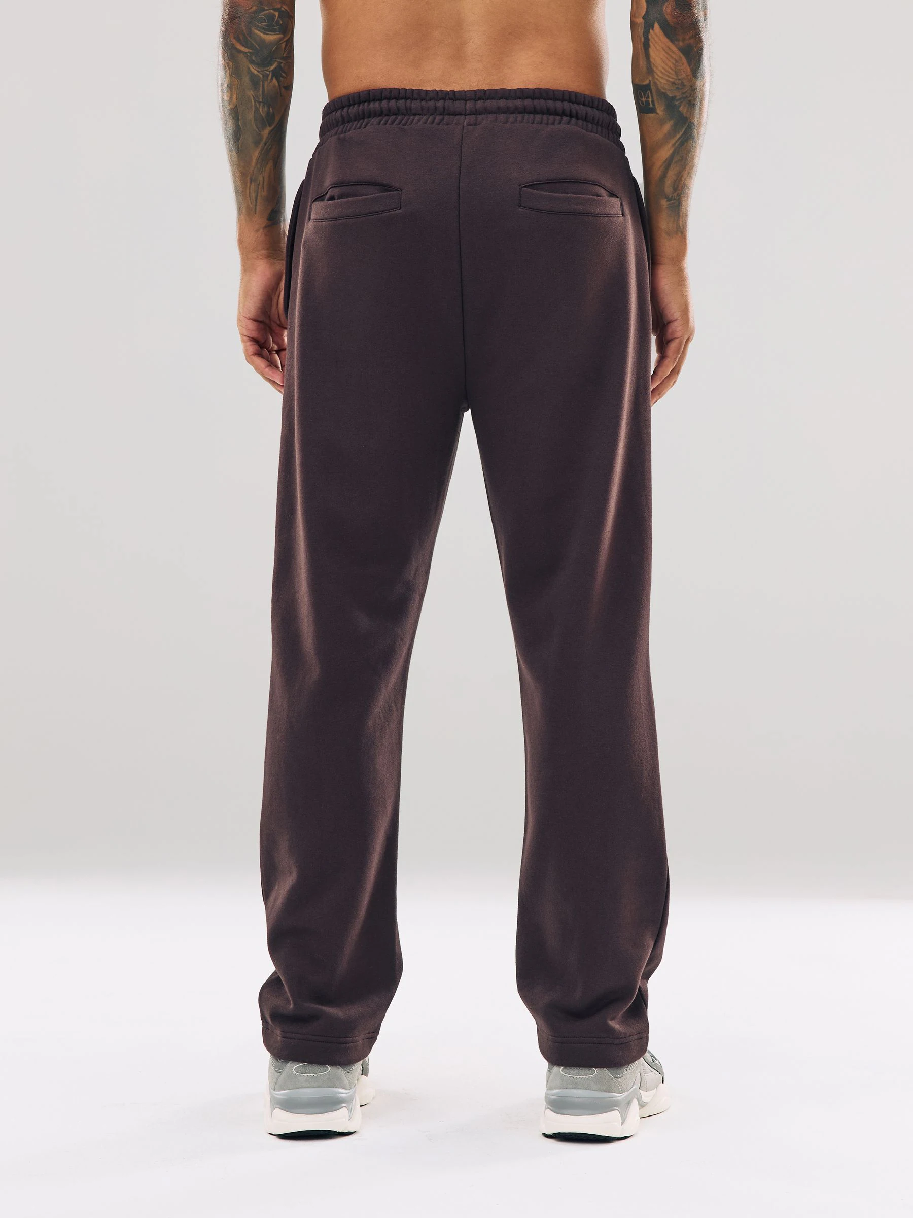 Chocoladebruin - Straight fit - Katoenrijke Jersey Joggingbroeken