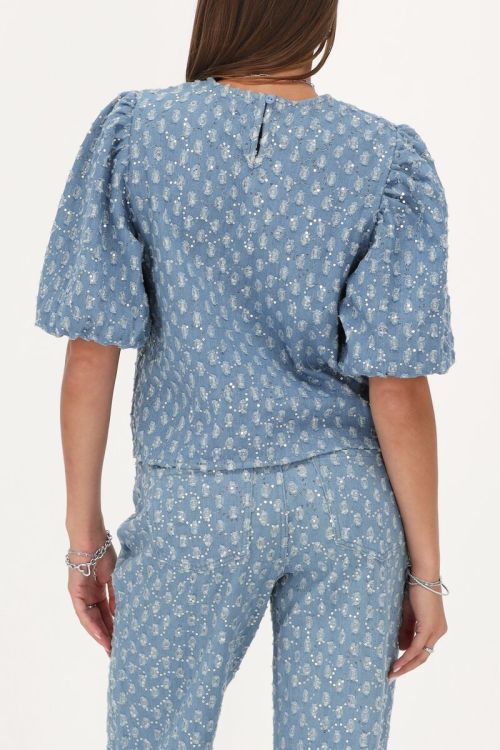 Blauwe denim top met pailletten
