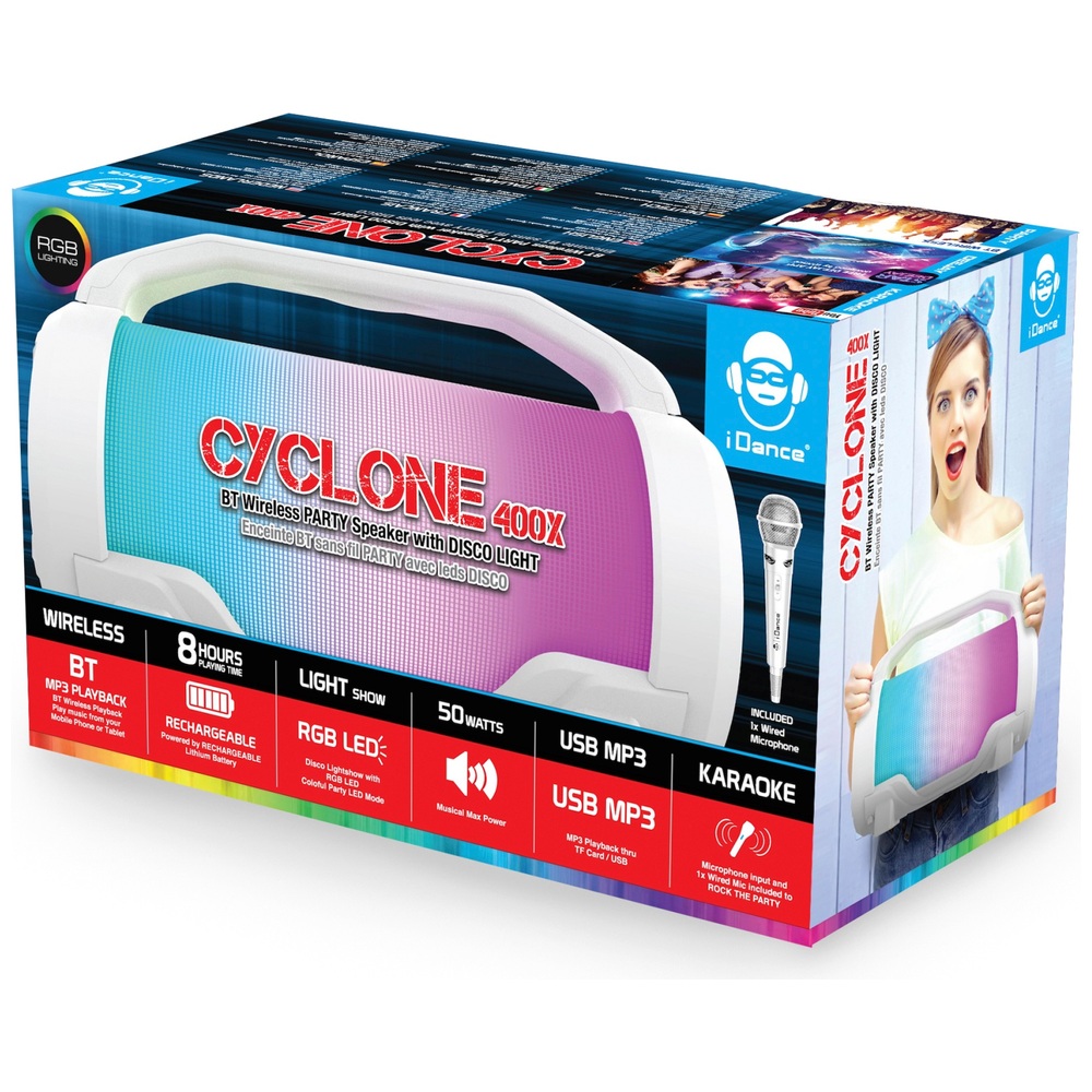 iDance Cyclone 400x Bluetooth-Partylautsprecher mit Discolichtern