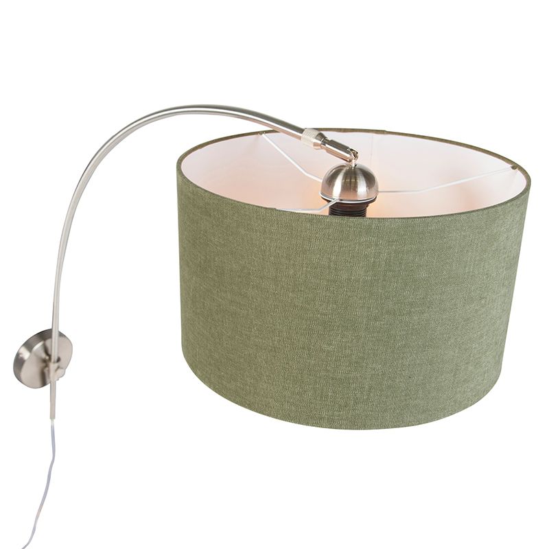 Wandbooglamp staal met kap groen 35/35/20 verstelbaar