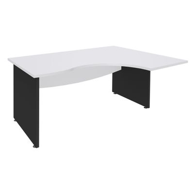 Bureau compact à droite DUAL - L160 cm - Pieds Anthracite - plateau blanc (Pieds de renfort ou caisson bout de bureau obligatoire à rajouter - non inclus)