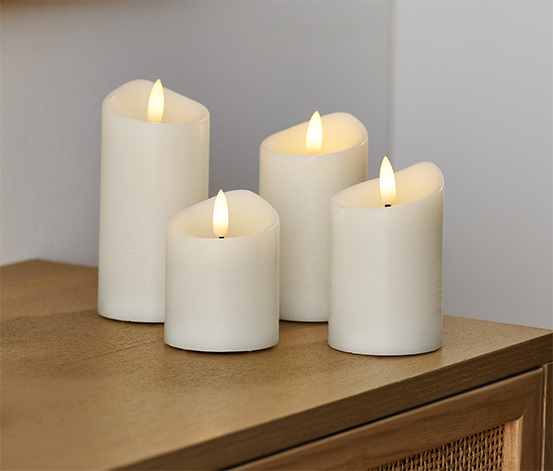 4 LED-Echtwachskerzen, creme