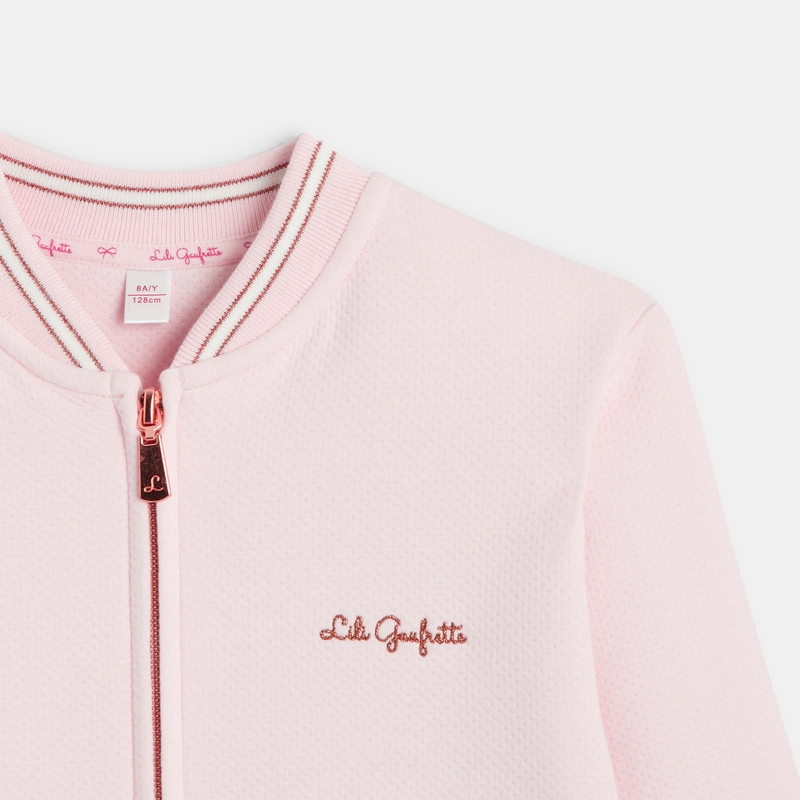 Sweat Teddy rose effet pointelle Lili Gaufrette
