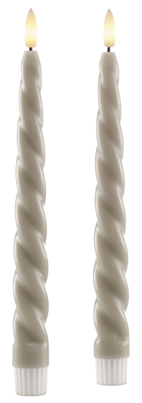 casaNOVA LED Kerze DRILL 2er Set je 24 cm taupe