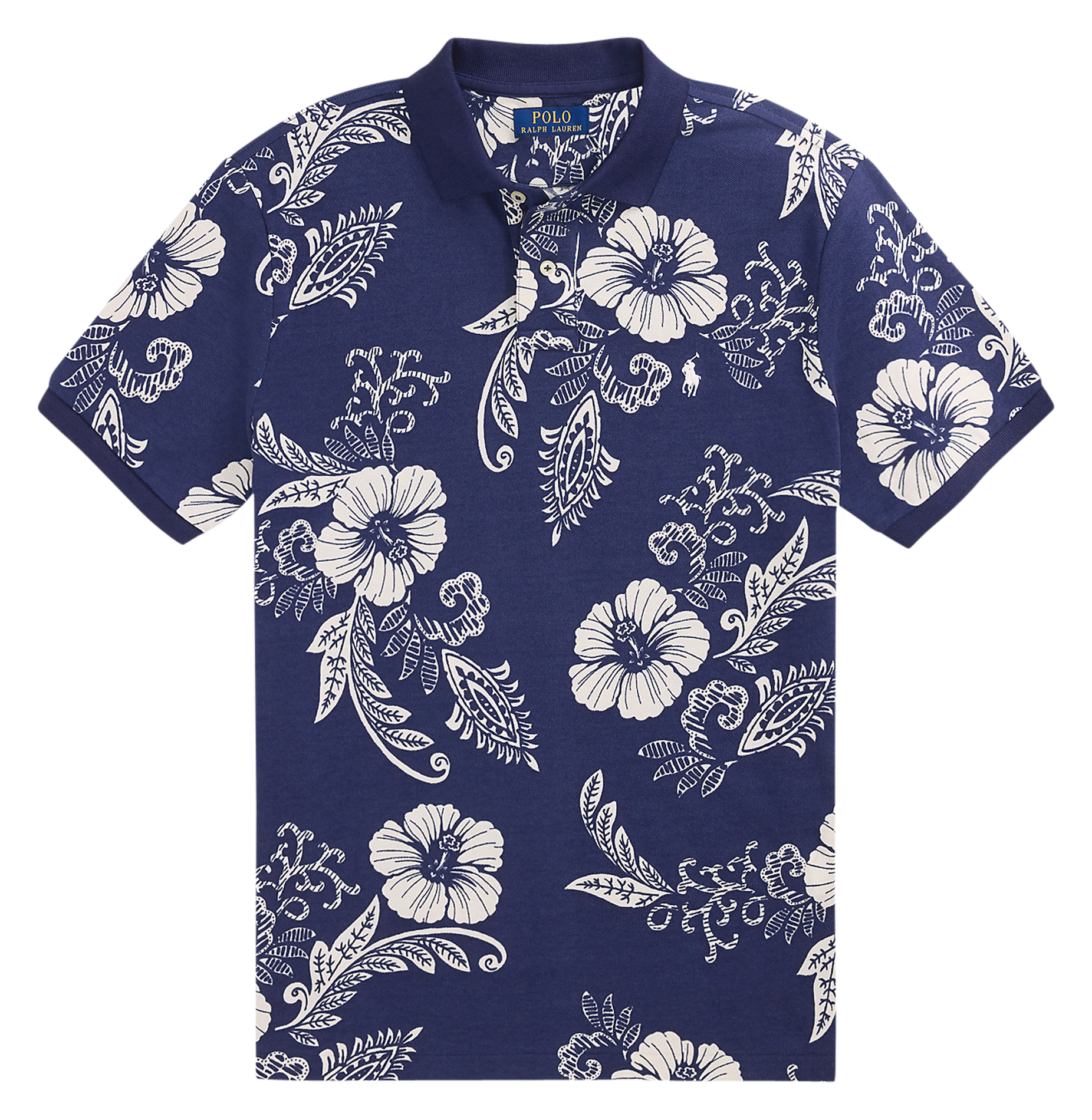 Polo slim imprimé en coton | Noir