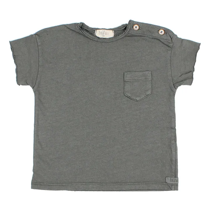 Búho T-shirt Poche Lin Bébé | Gris anthracite