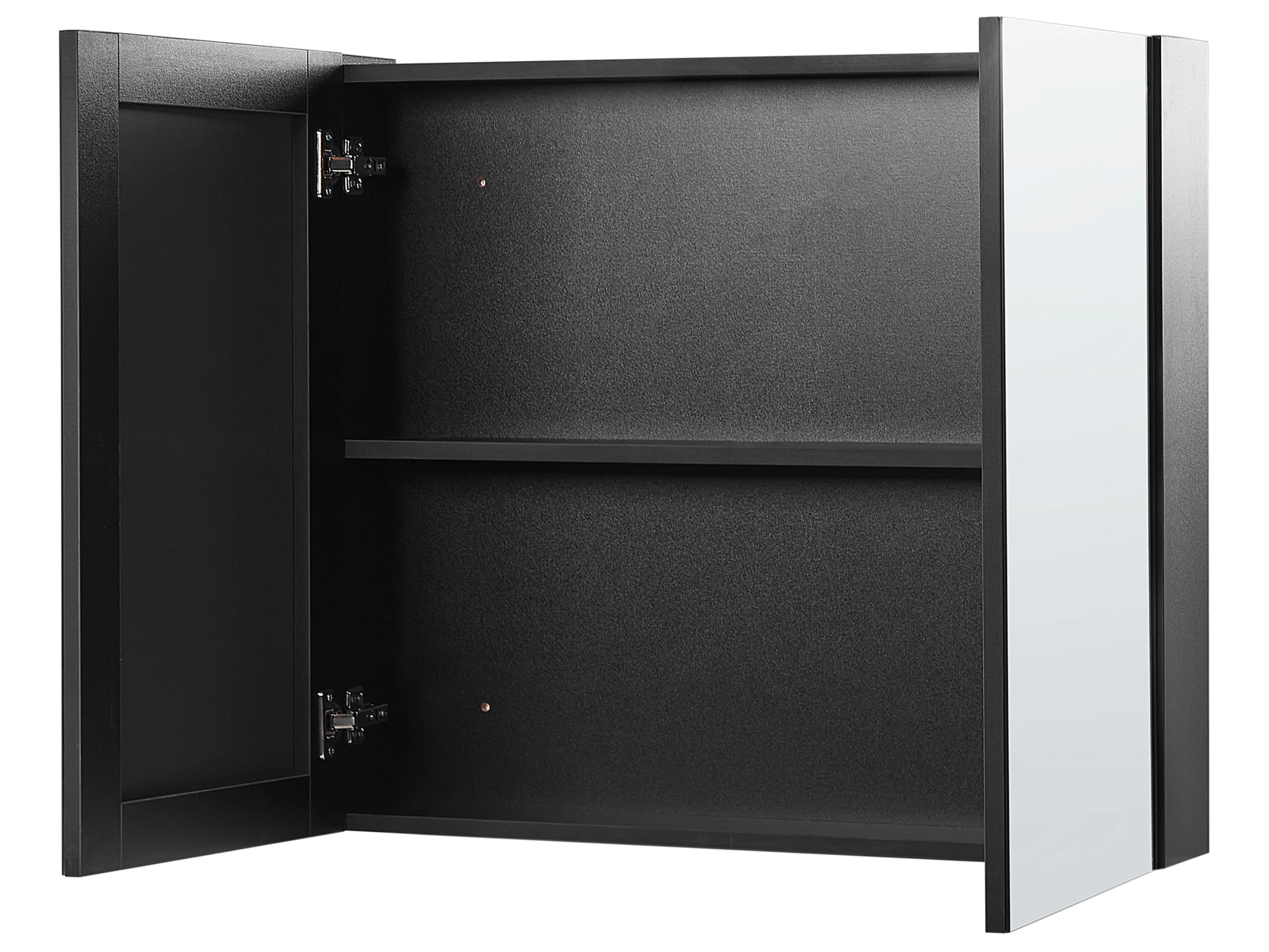 Badkamer wandkast met spiegel NAVARRA 80 cm 70 cm Zwart