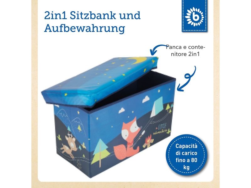 bieco 2in1 Aufbewahrungsbox und Bank Scout Camp Aufbewahrungsbox mit Deckel