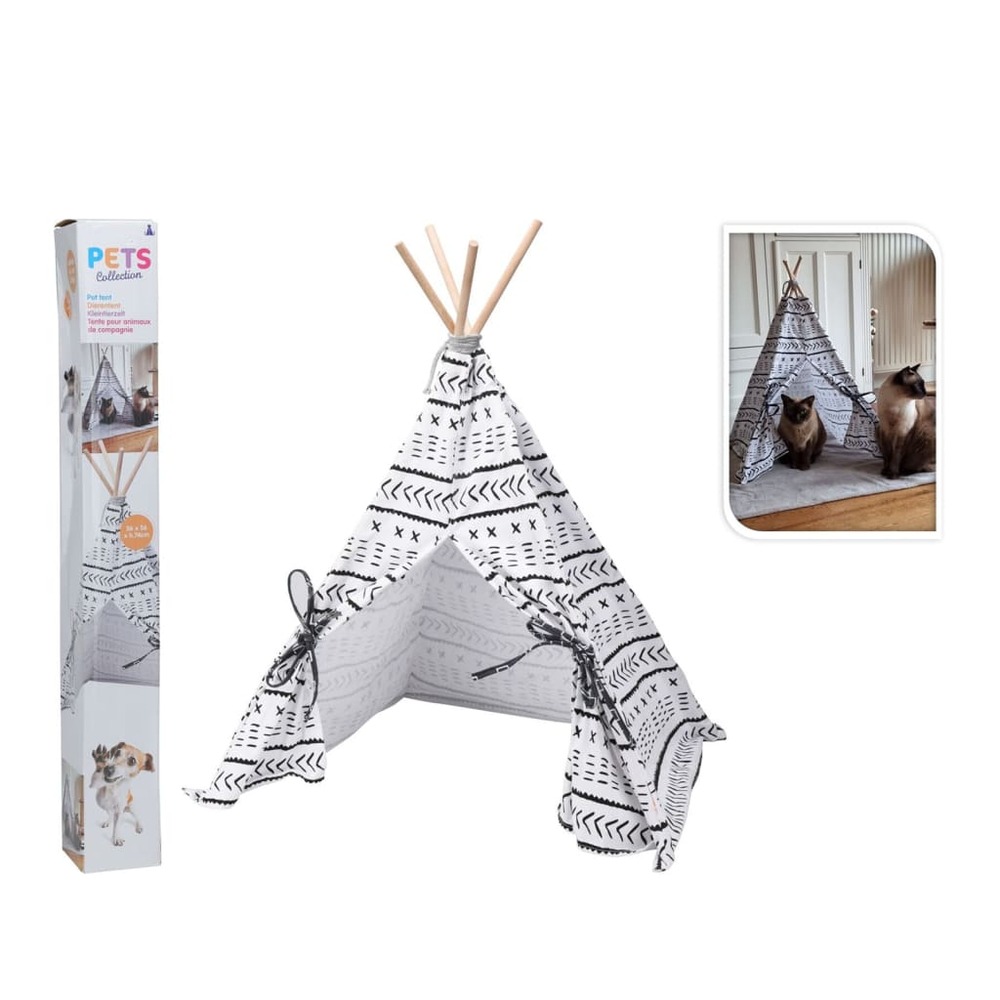 Tente pour animaux de compagnie tipi toile 56x56x74 cm