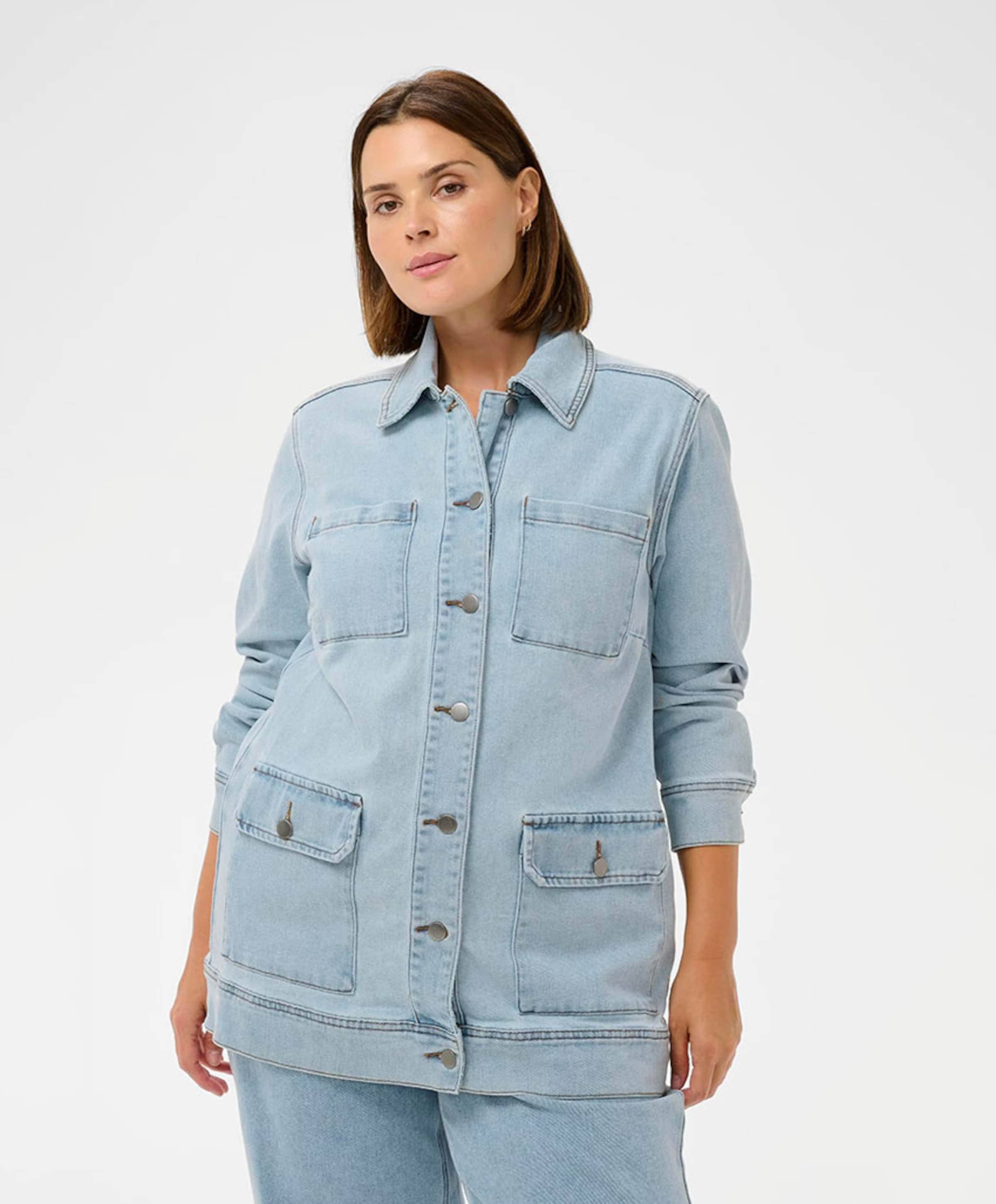 KAFFE Curve Dames spijkerjas  blauw