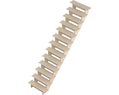 Pertura Linos beukenhouten trapboom, onbehandeld, recht, 85 cm, 12 treden / 13 stootborden