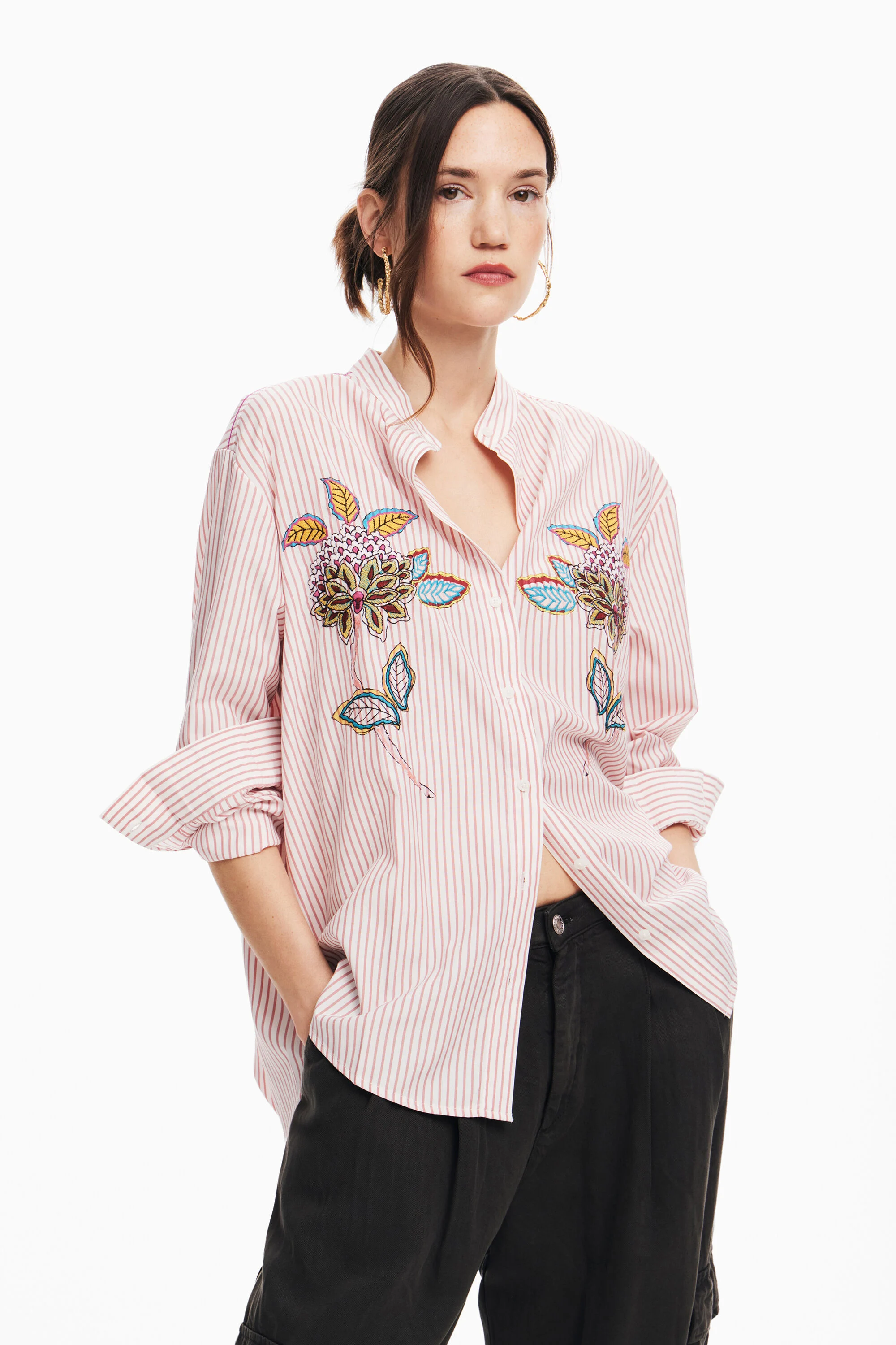 Camisa listrada floral