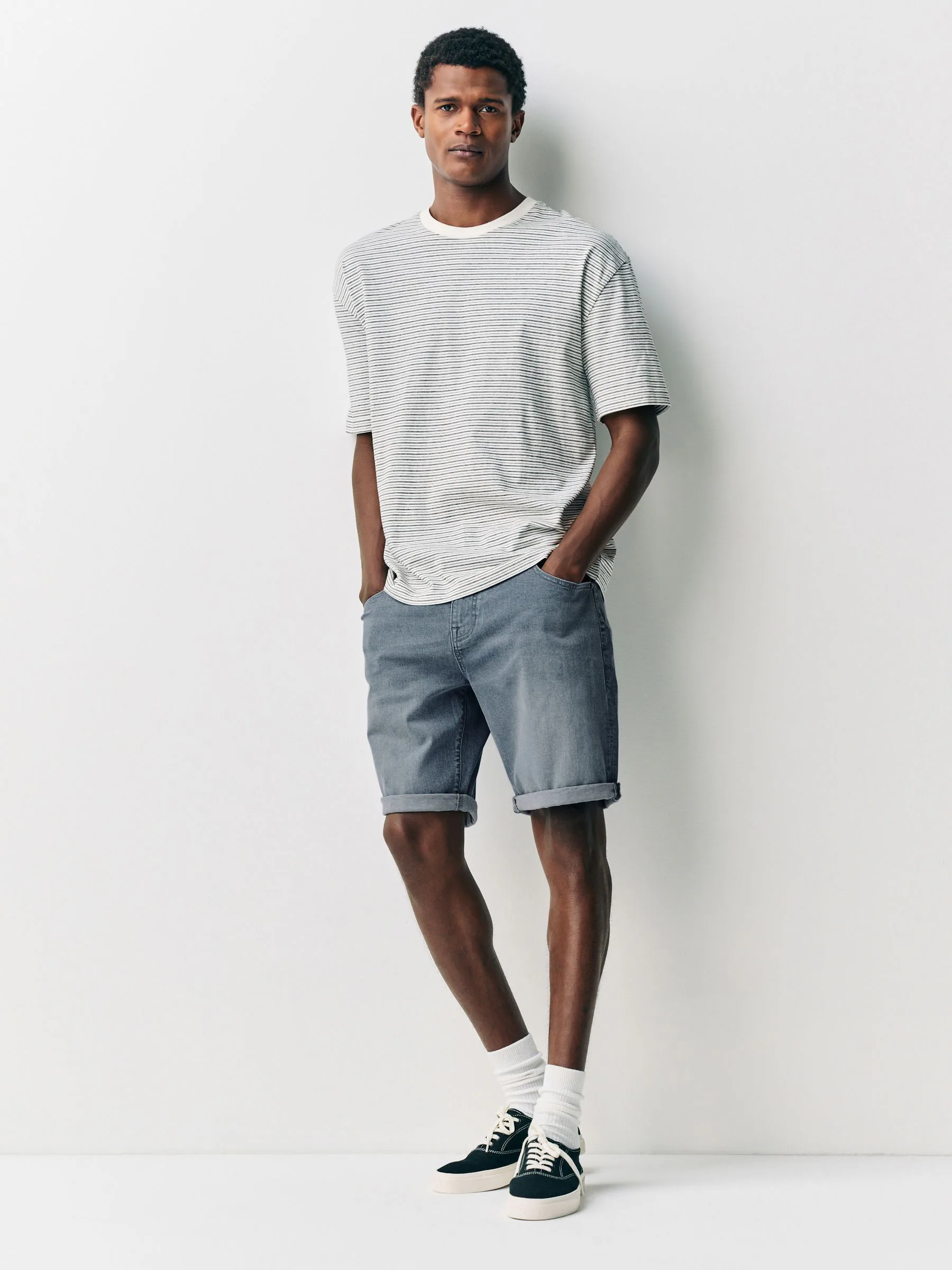 Blauw - Slim Fit - Stretch denim short