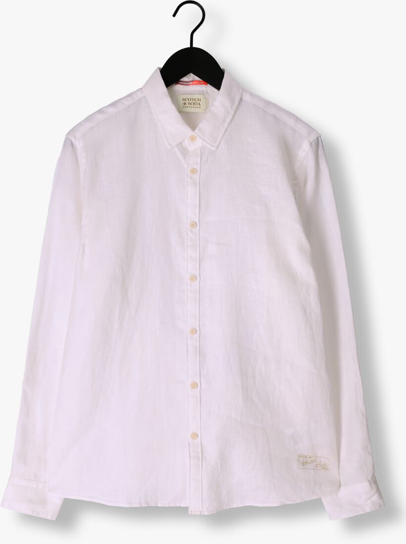 SCOTCH & SODA witte scotch & soda casual overhemd linen shirt with roll-up